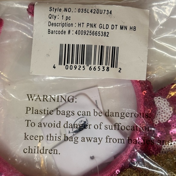 Hot Pink And Gold Minnie Mouse Polka Dot Sequined Ears - Picture 5 of 5